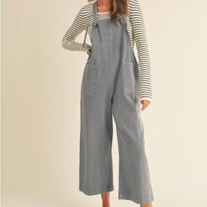 Miou Muse Slate Gray Denim Overalls